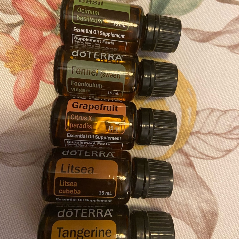 DoTERRA Essential Oils 5 Bottles 15 ml Each